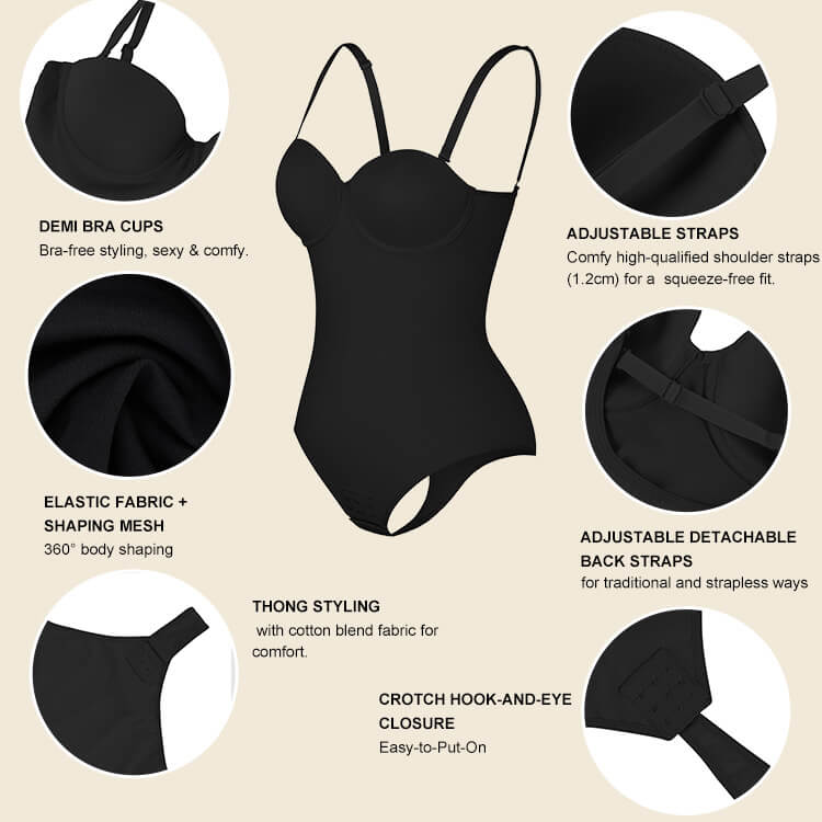 Luxxslim® Strapless Fancy Cupped Shaping Bodysuit