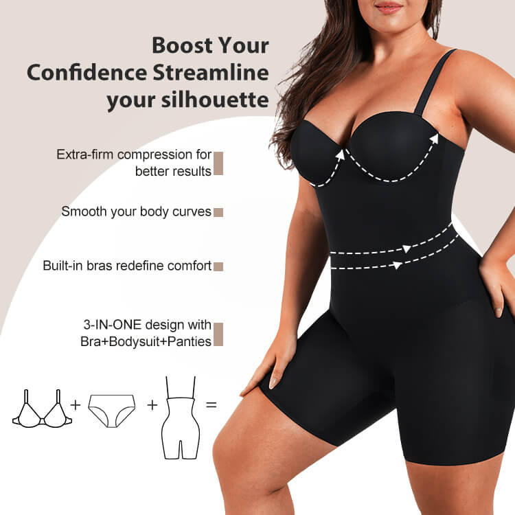 Luxxslim® Strapless Fancy Cupped Shaping Bodysuit