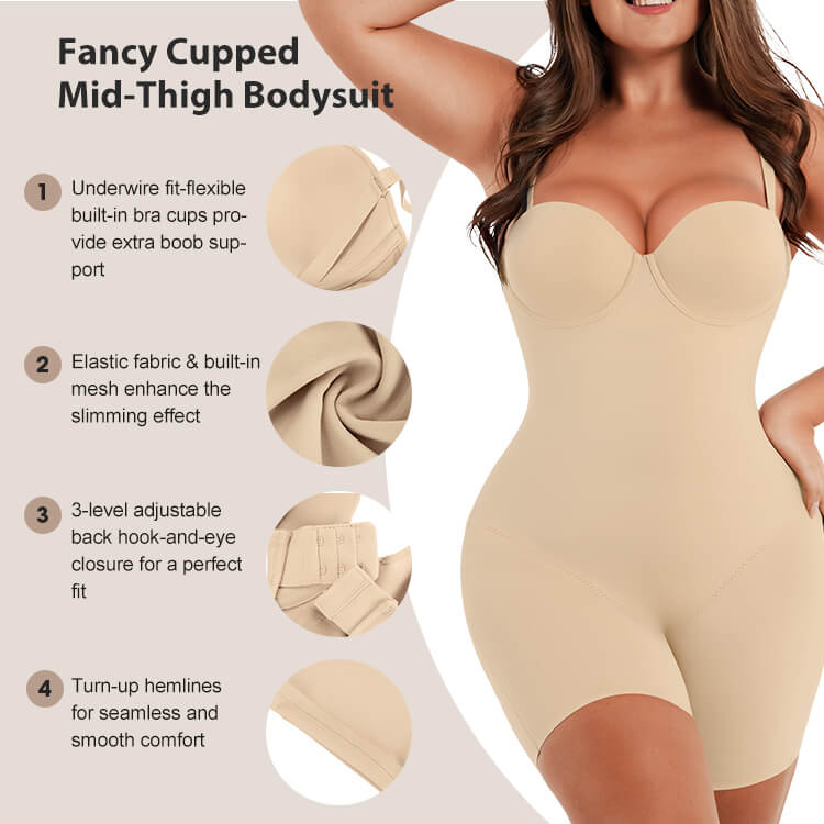Luxxslim® Strapless Fancy Cupped Shaping Bodysuit