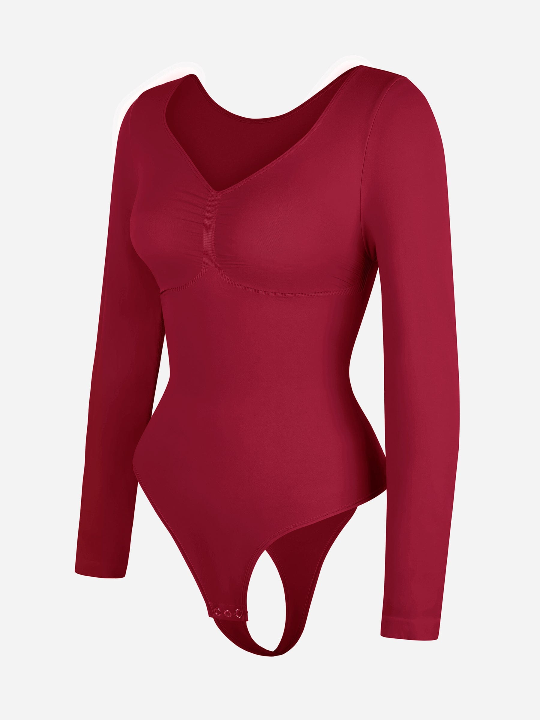 Wholesale Seamless Long Sleeve Chest Support Tummy Control Thong Bodysuit