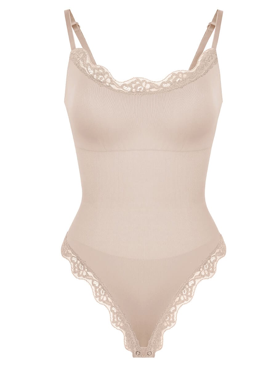 Wholesale Seamless lace Cami Waist Abdomen Shaping Thong Bodysuit