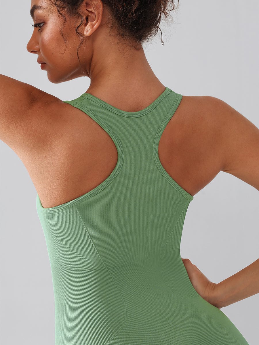 Wholesale Seamless Zip Front Full-Length Racerback 2-in-1 Sport Shaping Jumpsuit