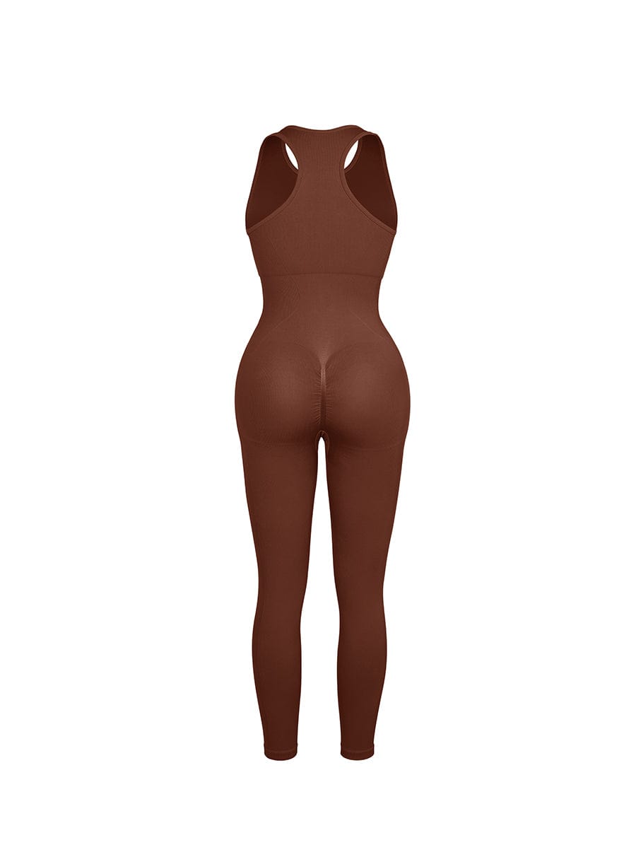 Wholesale Seamless Zip Front Full-Length Racerback 2-in-1 Sport Shaping Jumpsuit