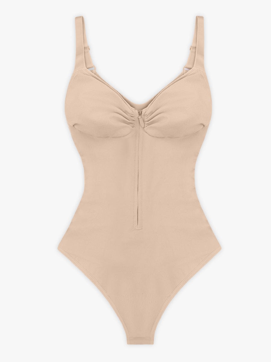 Wholesale Seamless Plunge Chest Support Bodysuit with Clips Inside
