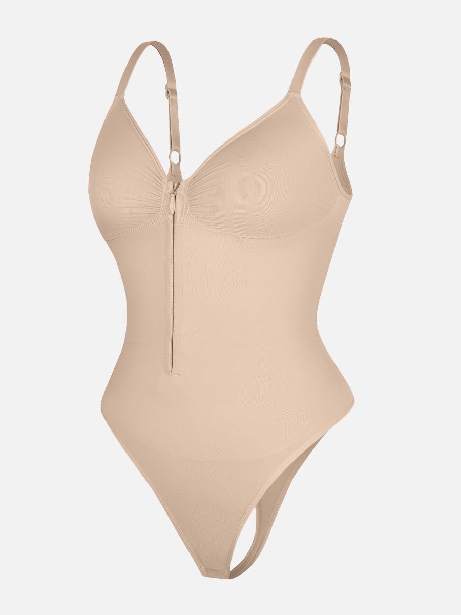 Wholesale Seamless Plunge Chest Support Bodysuit with Clips Inside