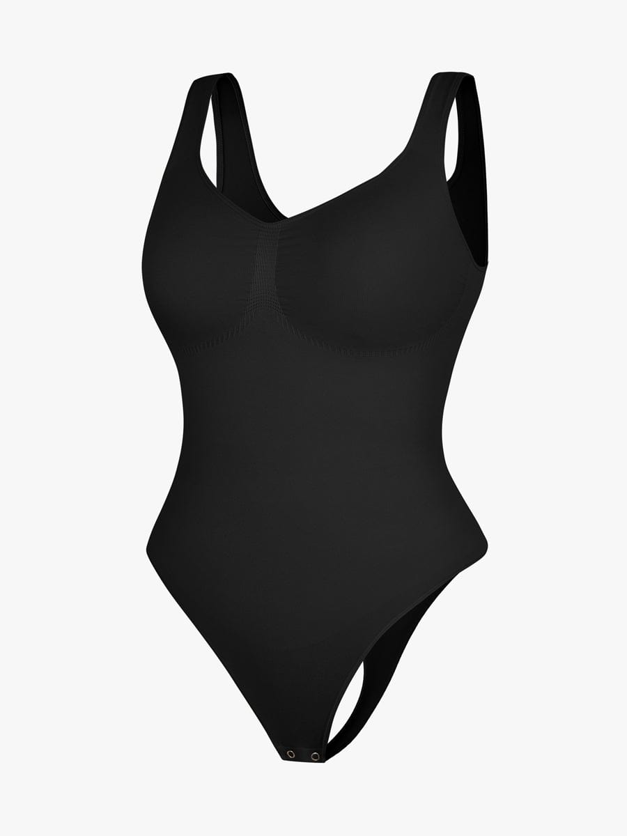 Seamless Bust Support Waist & Abdomen Control Thong Bodysuit