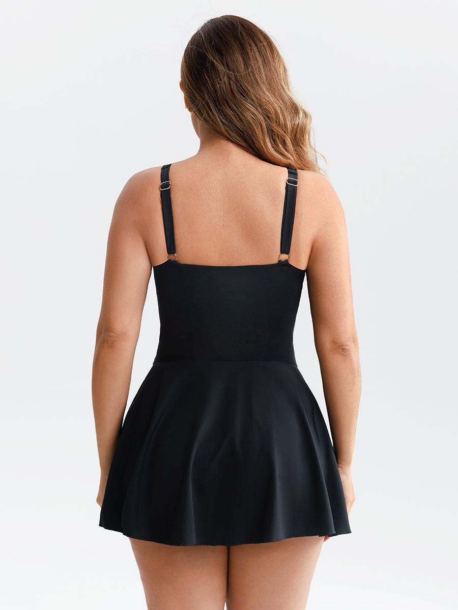 Deep V Ruched Mesh Shaping One Piece Swimsuit with Removable Pads