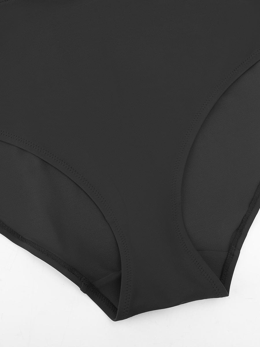 Deep V Ruched Mesh Shaping One Piece Swimsuit with Removable Pads