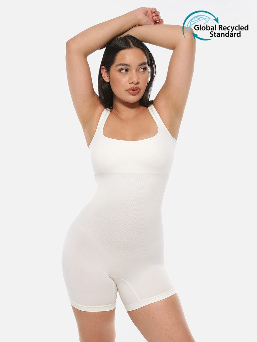 Wholesale🌿 Eco-friendly Seamless Square Neck Waist and Belly Shaping Jumpsuit