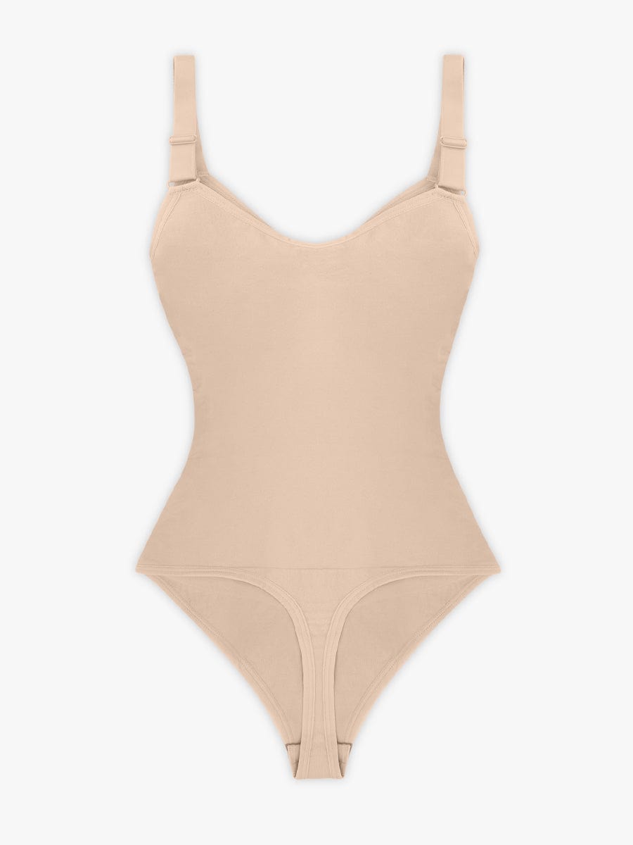 Wholesale Seamless Plunge Chest Support Bodysuit with Clips Inside