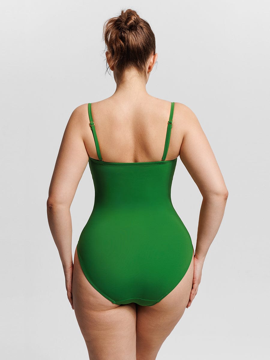Strapless U-Wire Mesh Tummy Control Shapewear Swimsuit - Removable Pads