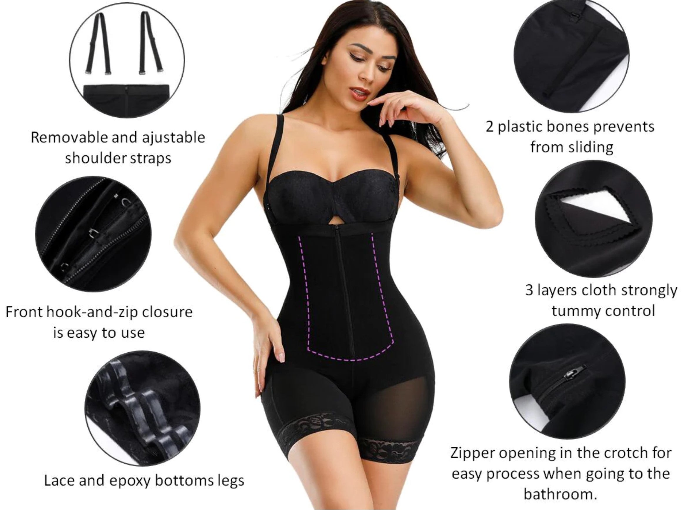 LuxxSlim® Firm Tummy Compression Bodysuit Shaper With Butt Lifter