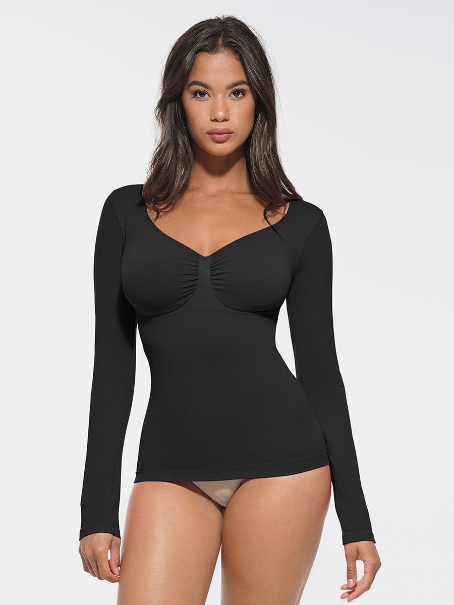 Wholesale Seamless Diamond Neck Bust Support Waist and Tummy Control Shaping Top