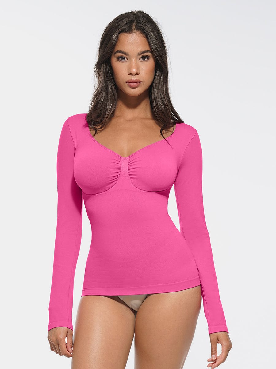 Wholesale Seamless Diamond Neck Bust Support Waist and Tummy Control Shaping Top