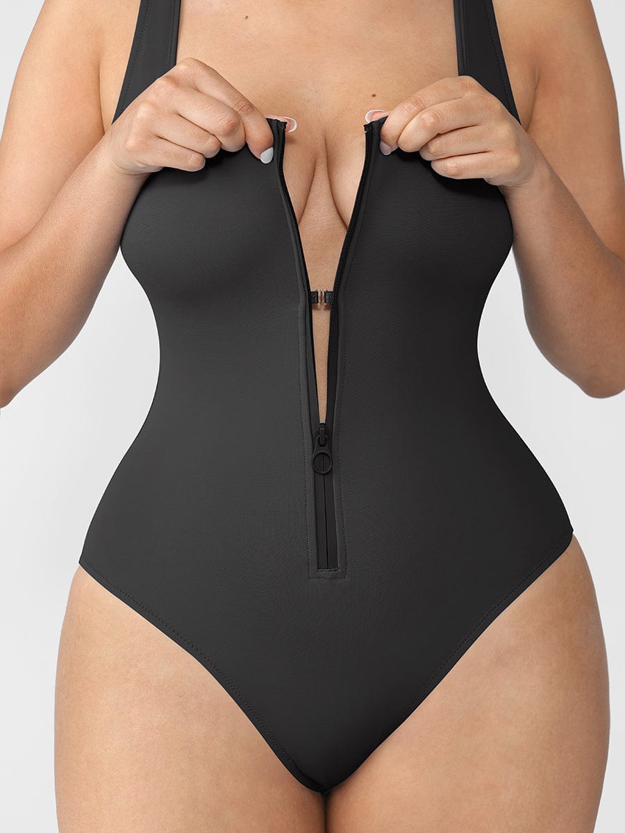 Waist Shaping Tummy Control One Piece Swimsuit with Panty Lining