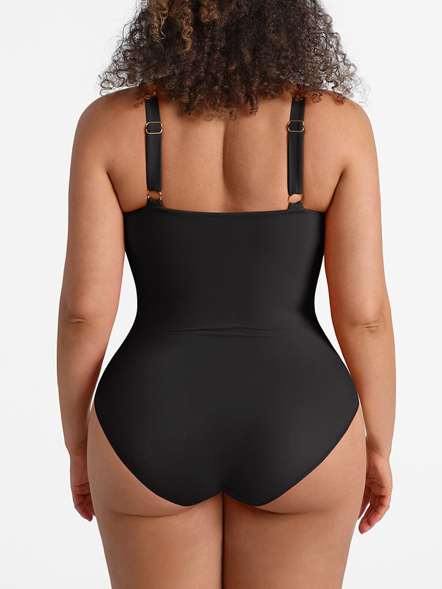 Waist Shaping Ruched One Piece Swimsuit - Eco Mesh Lining & Pads