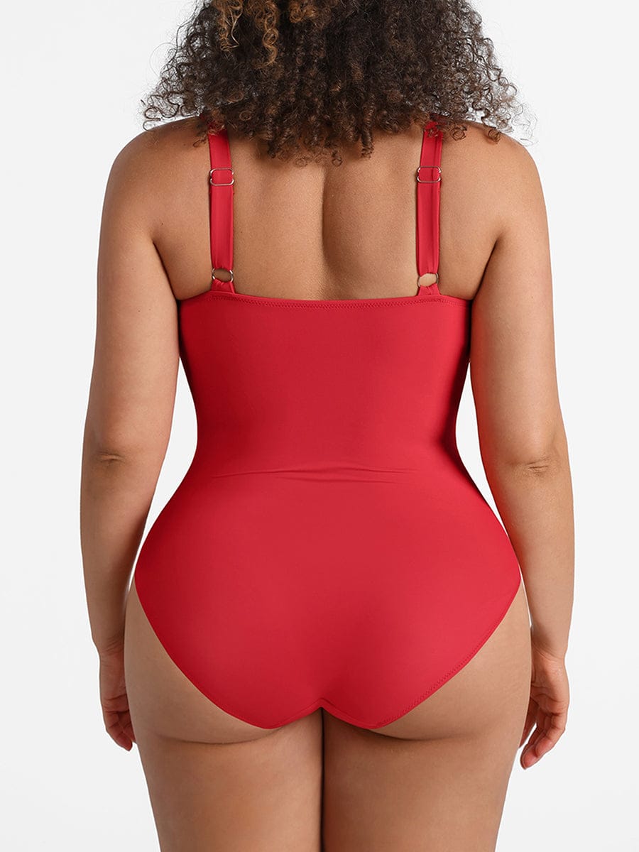 Waist Shaping Ruched One Piece Swimsuit - Eco Mesh Lining & Pads
