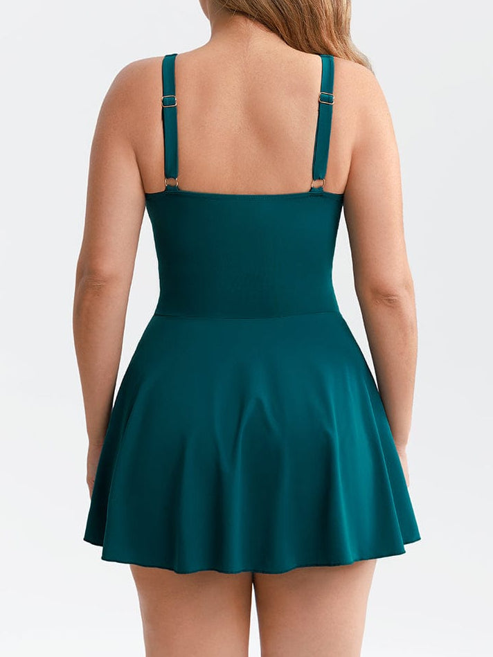 Deep V Ruched Mesh Shaping One Piece Swimsuit with Removable Pads
