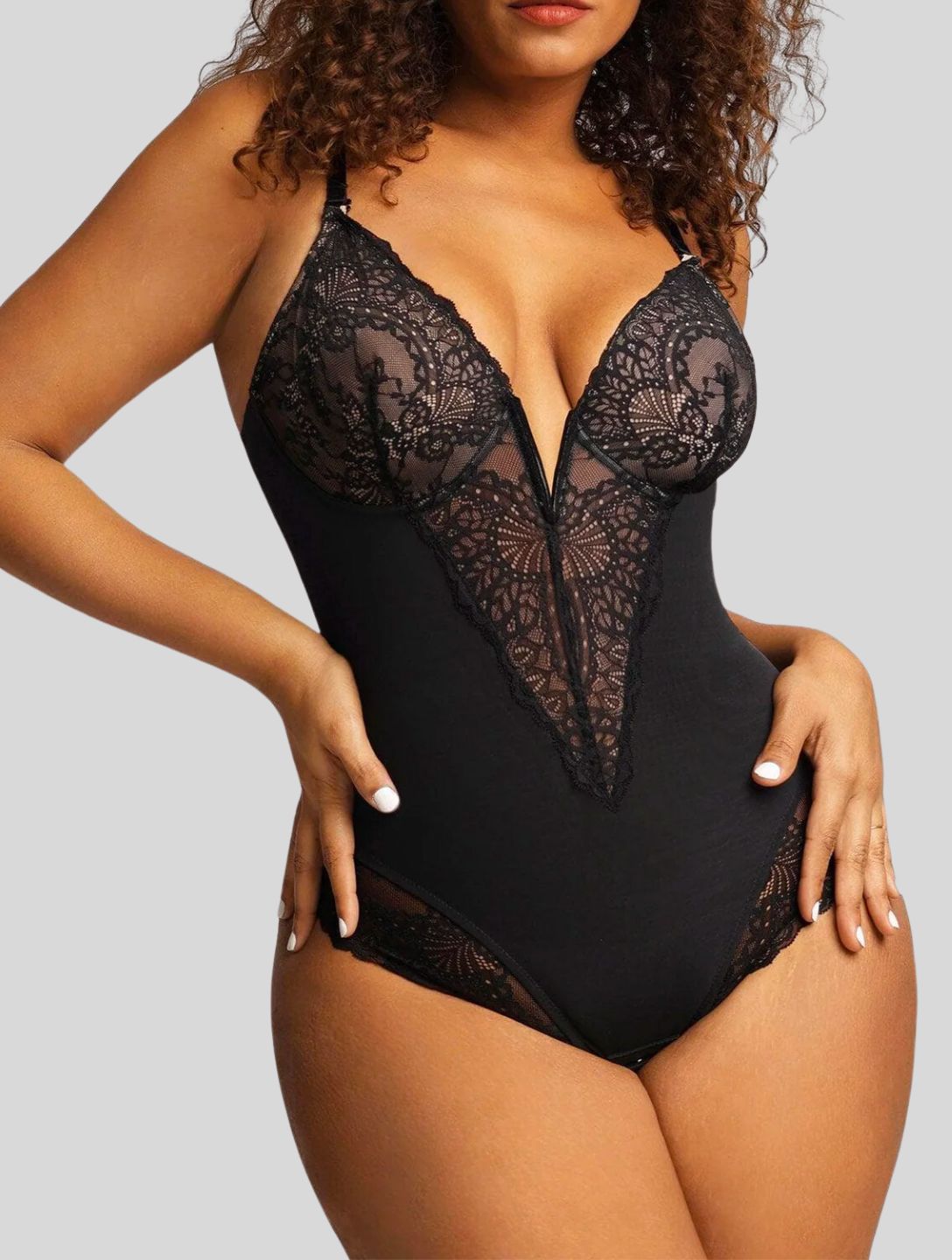 Powersculpt® V-Neck Half Laced Bodysuit