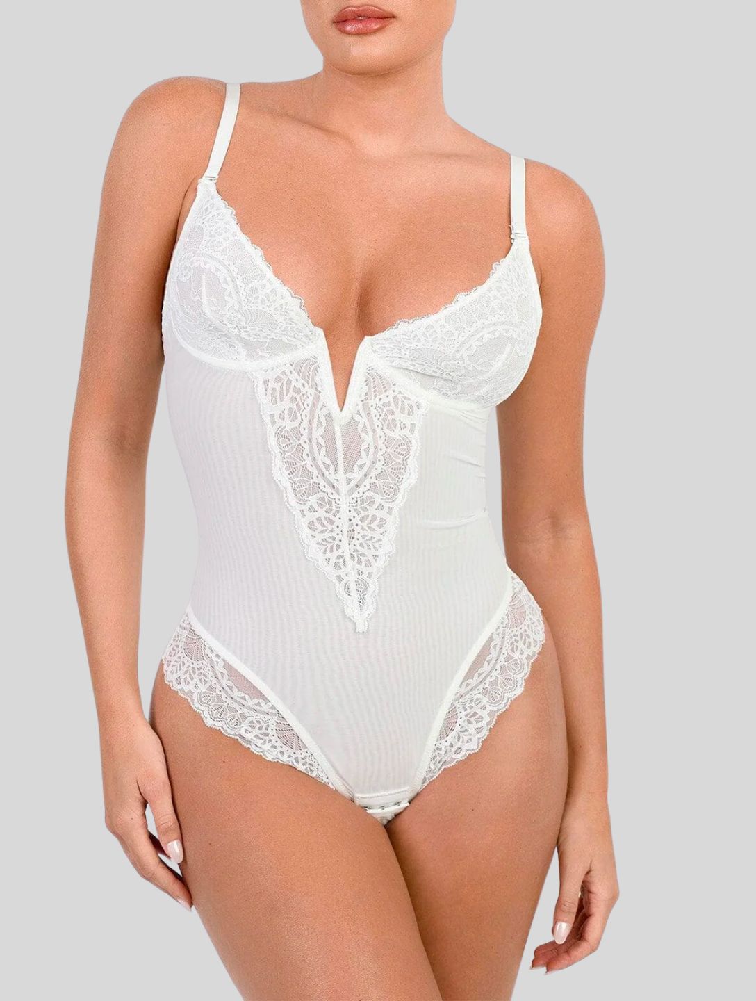 Powersculpt® V-Neck Half Laced Bodysuit