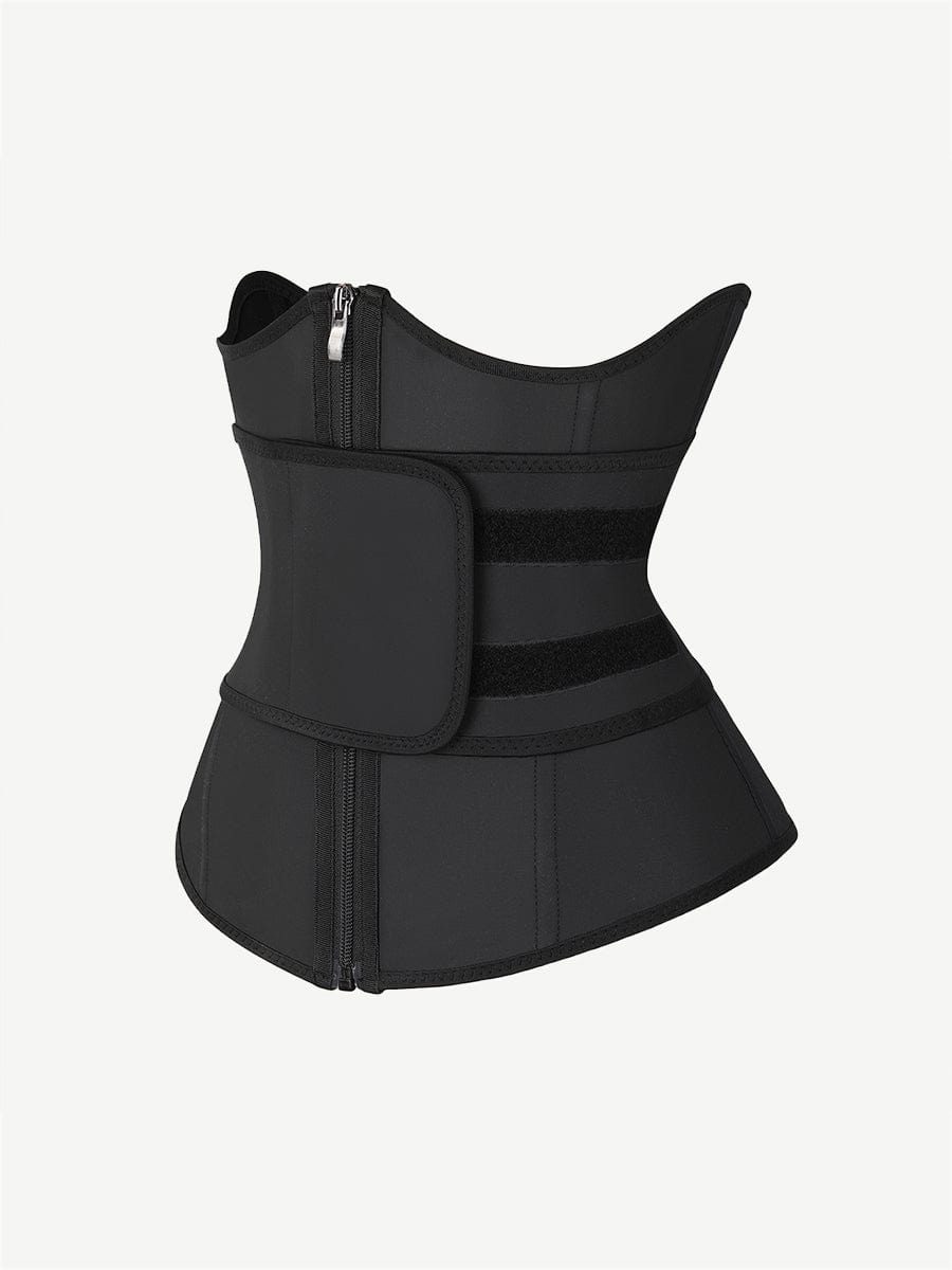 Wholesale Black Bust Support Latex Waist Trainer With Belt Firm Control