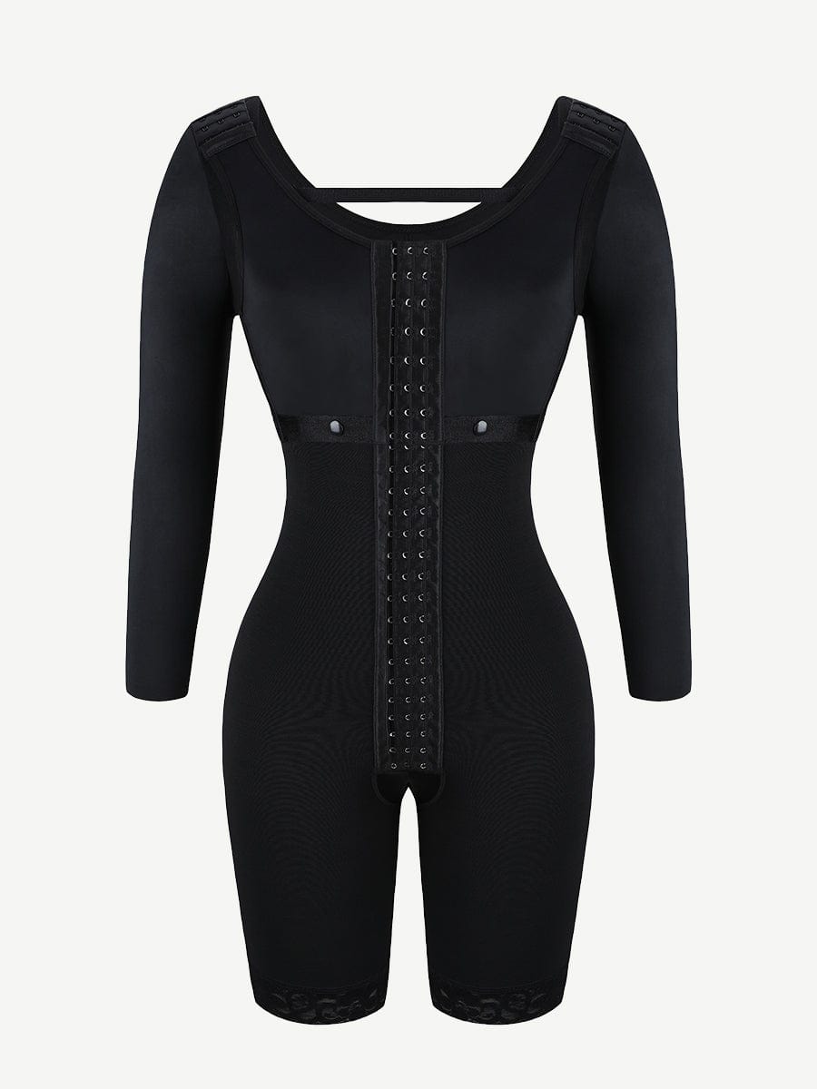 Wholesale Lace Trim Hourglass Post-surgical Body Shaper With Sleeves Good Elastic